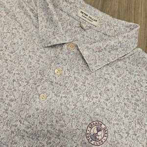 Peter Millar Shirt Men XL Summer Comfort Polo Cocktail Booze All Over Print Golf